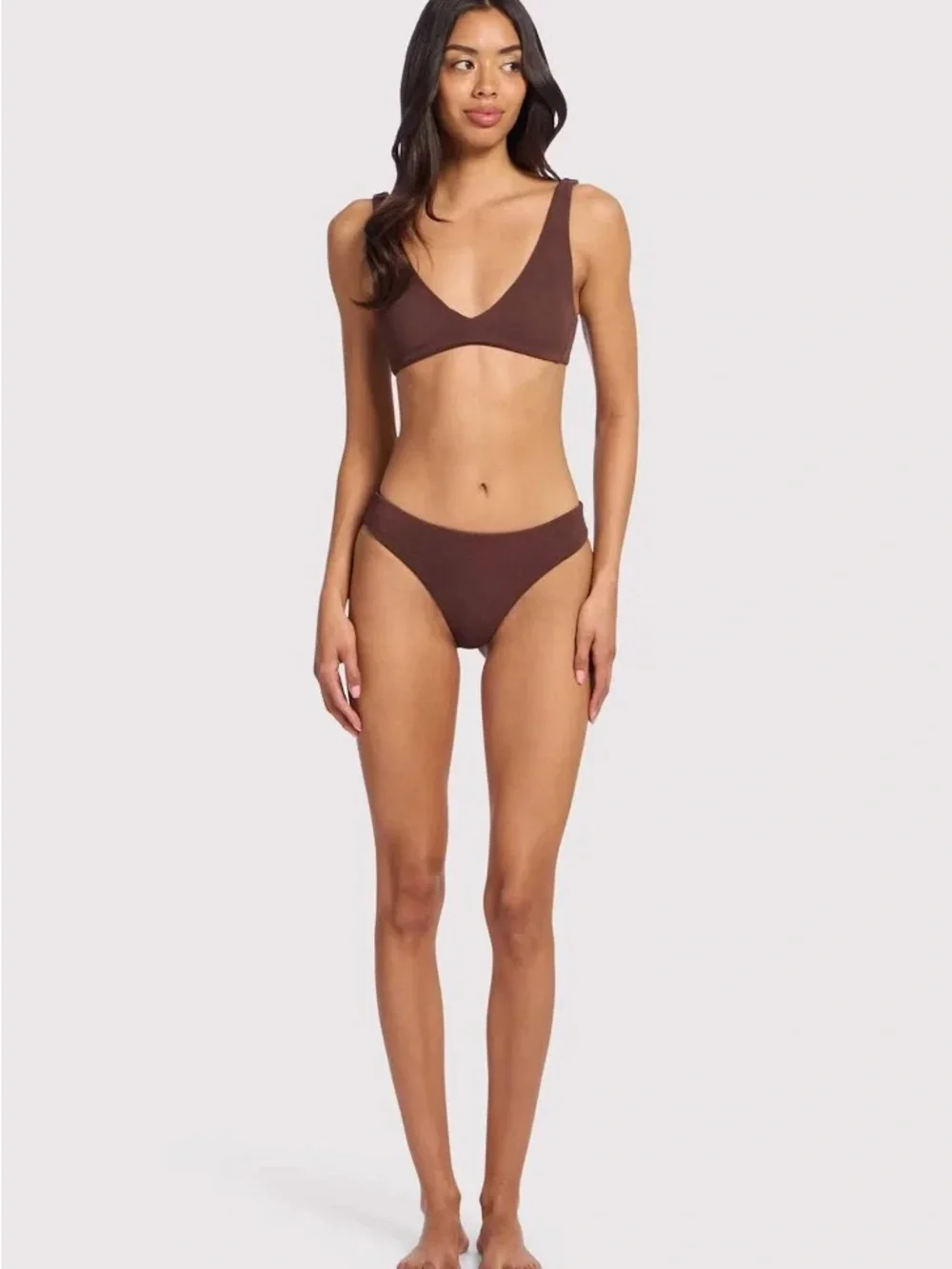nuuds Brown V-Neck Bikini Set